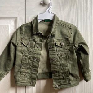 Green denim jacket and shorts